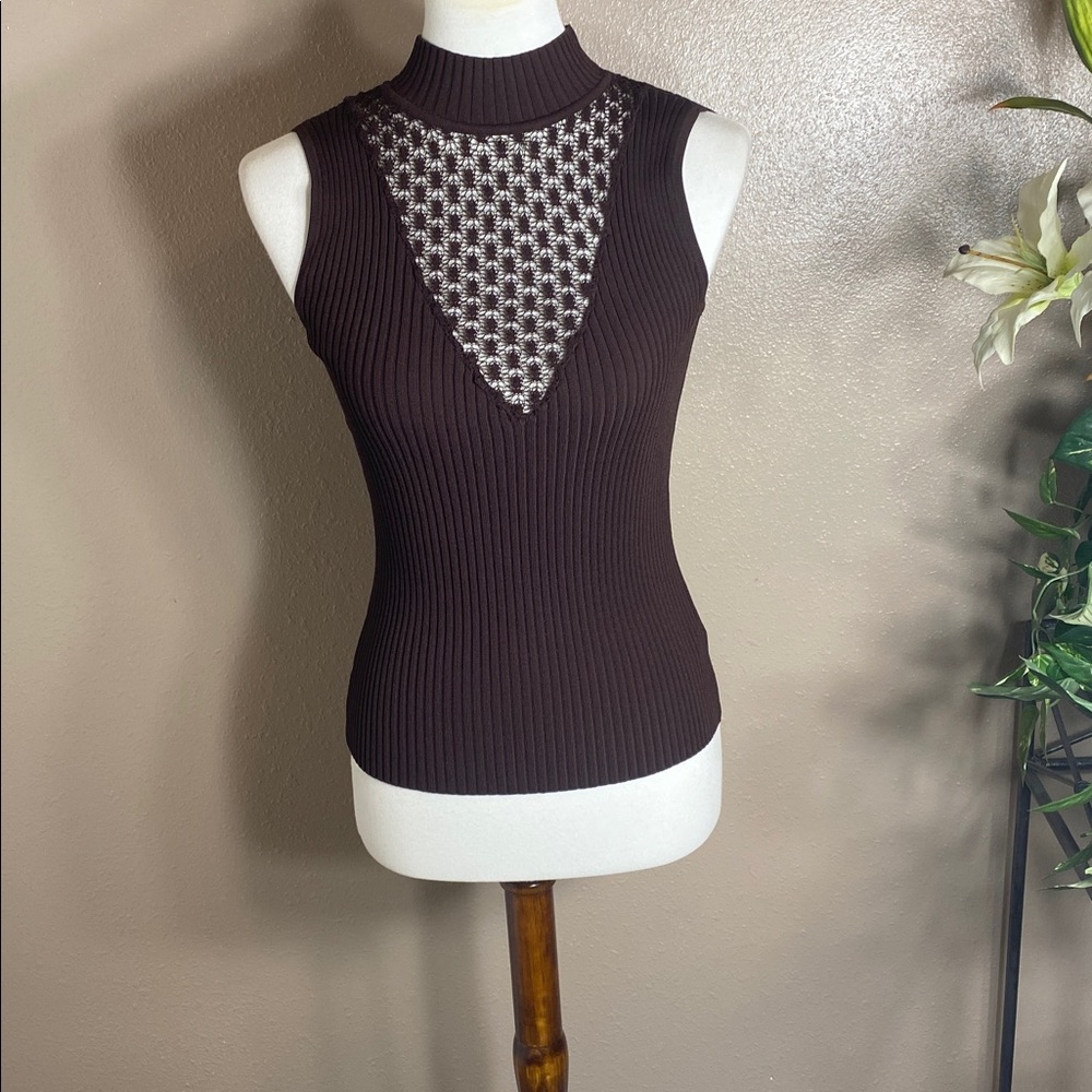Belldini Chocolate Ribbed Knit Top